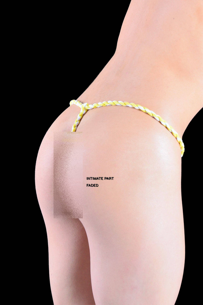 SMU Thongs Sumo-Rope Yellow Thong And Head Band 4827 MX4