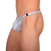 SMU Tanning Walking around sheer Party Silver Thong MX19 339762