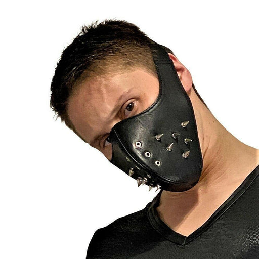 SMU Unisex Canadian Leather Studded Punk Mask in Black O/S 1051 41