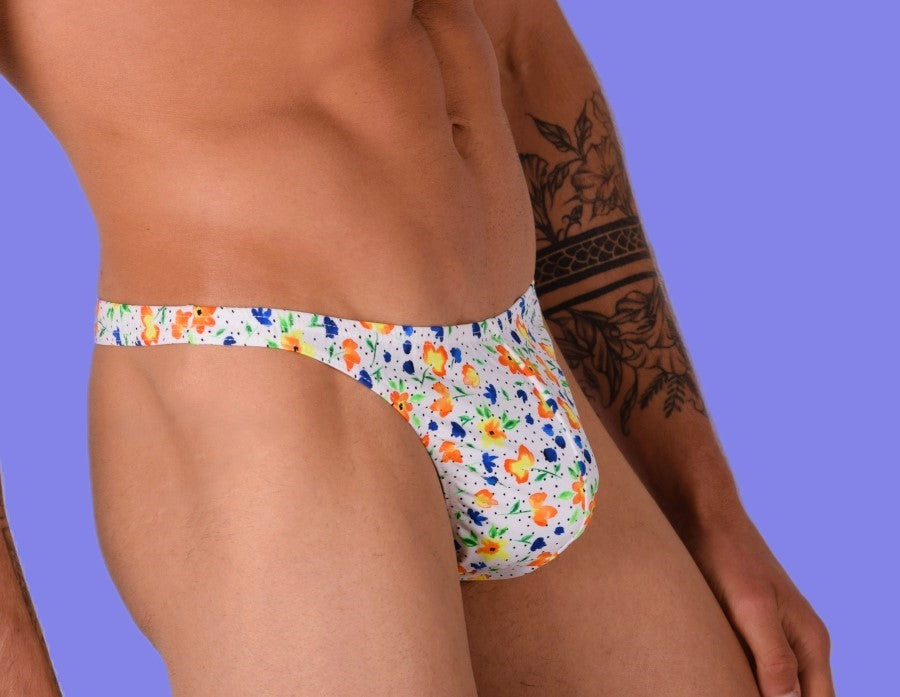 XS/S SMU Mens Thong Underwear Print Flowers 33445 MX11