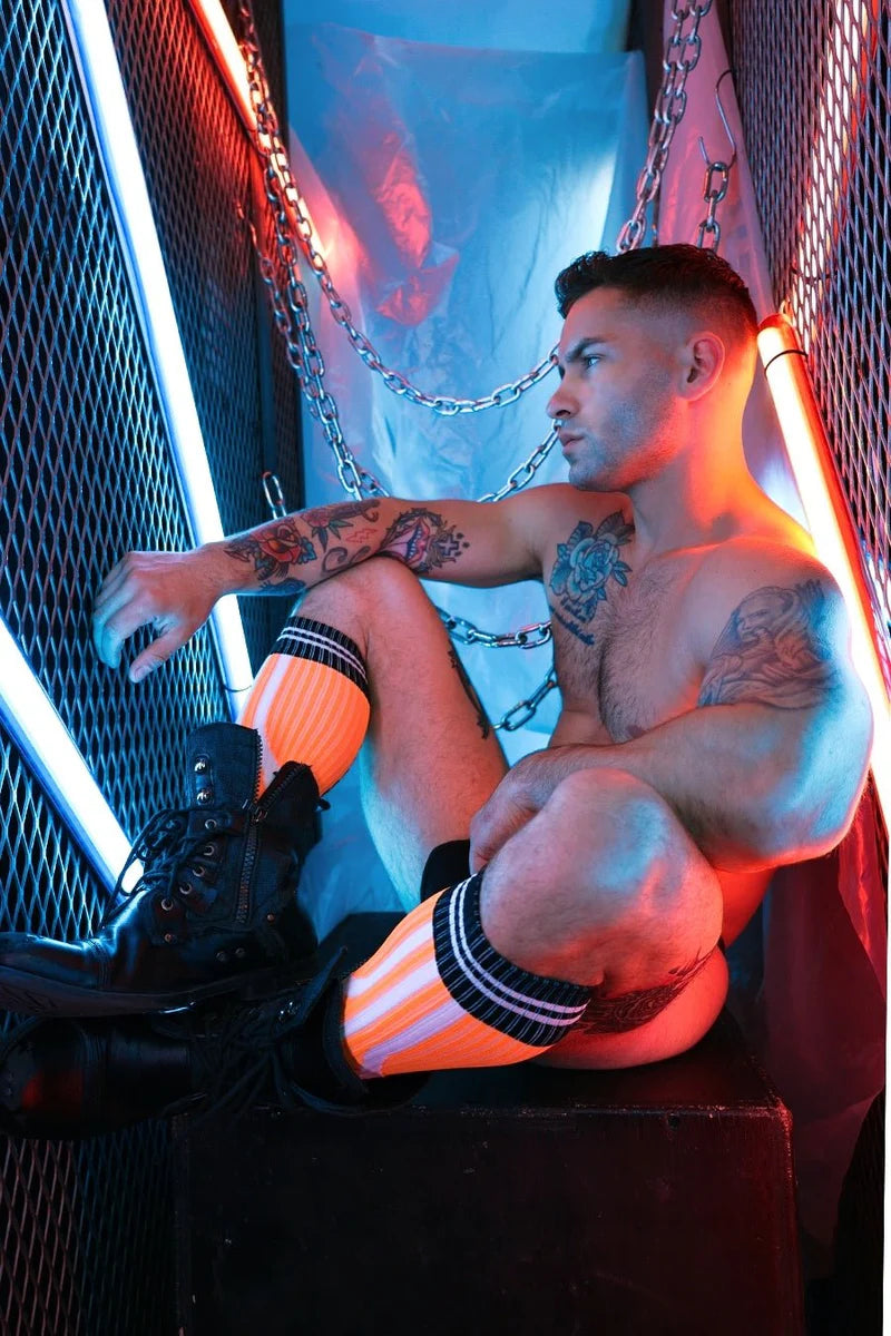 BREEDWELL S''ck*er Long Socks The Brightest And Boldest In Neon Orange 39
