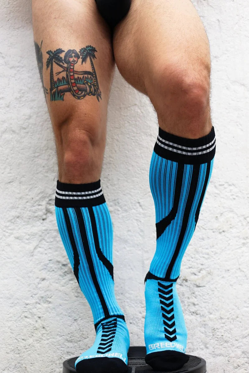BREEDWELL S''ck*er Long Socks The Brightest And Boldest In Aqua 39