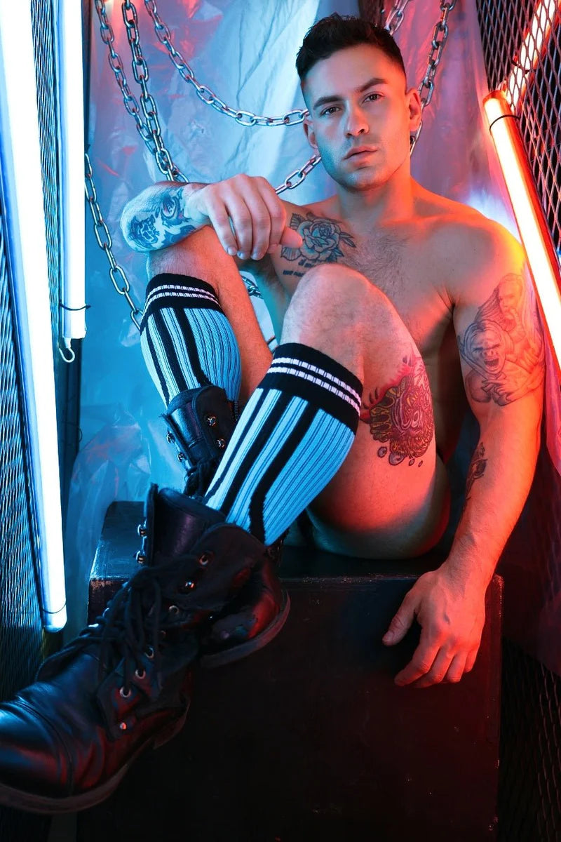 BREEDWELL S''ck*er Long Socks The Brightest And Boldest In Aqua 39