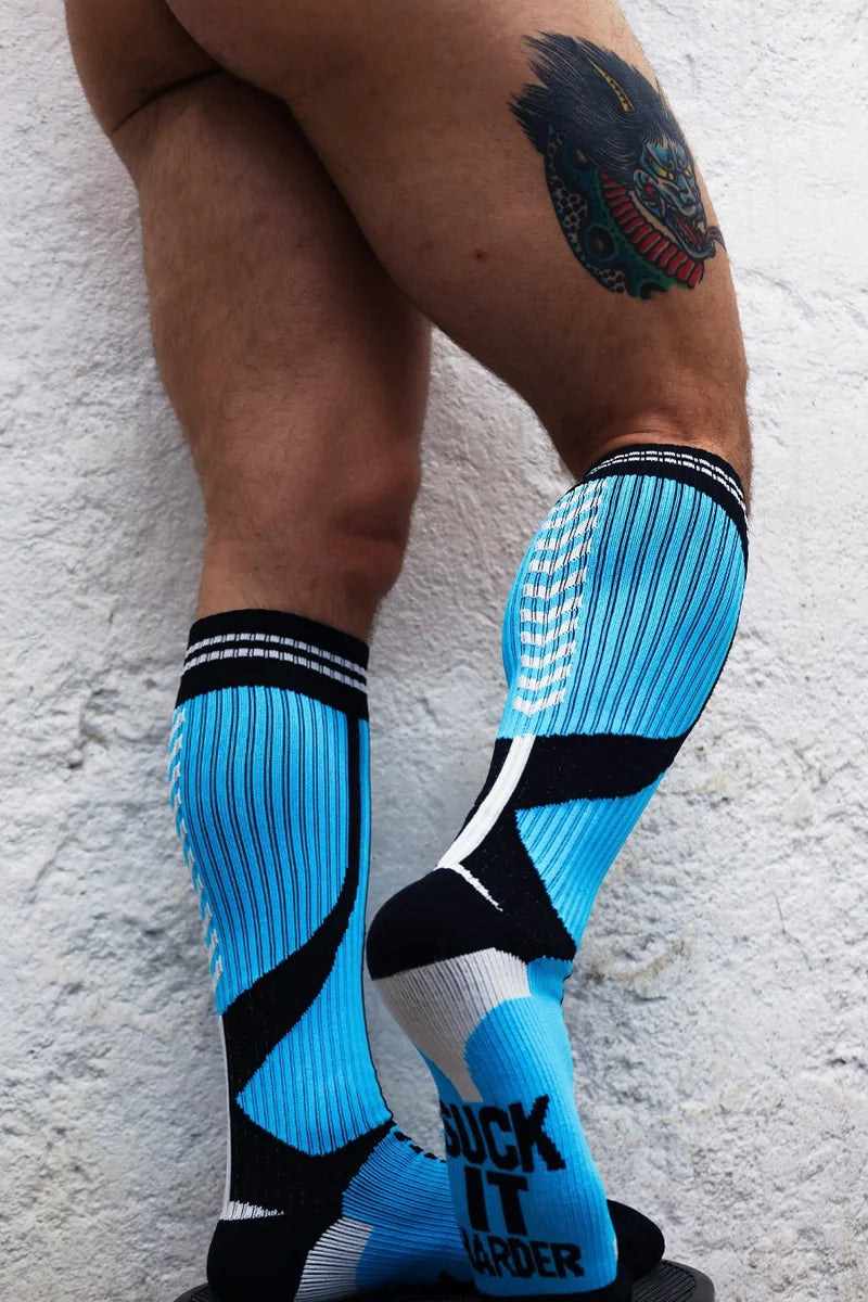 BREEDWELL S''ck*er Long Socks The Brightest And Boldest In Aqua 39