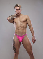 SUKREW Bubble Thong Unlined Extra Stretch Pouch Low - Rise Thongs Shocking Pink 374