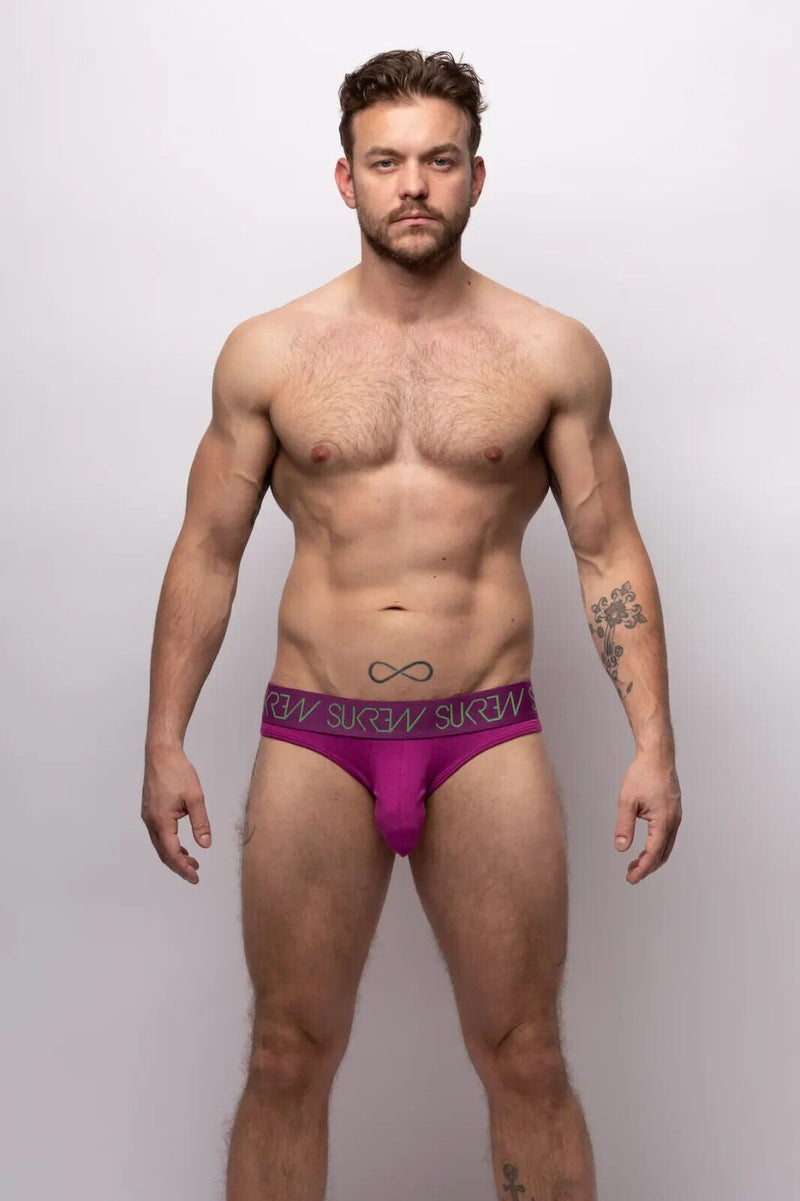 SUKREW Classic Briefs Unlined Jacquard Waistband Stretchy Brief in Deep Purple 44