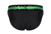 SUKREW Classic Stretch Briefs Unlined Large Contoured Pouch Black Neon Band