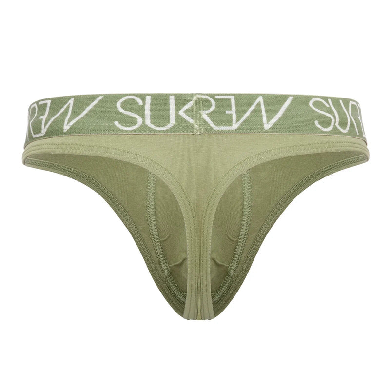 SUKREW Classic Stretchy Thong Flexible Unlined Contour Pouch Green Khaki 19