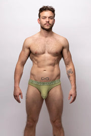 SUKREW Classic Stretchy Thong Flexible Unlined Contour Pouch Green Khaki 19