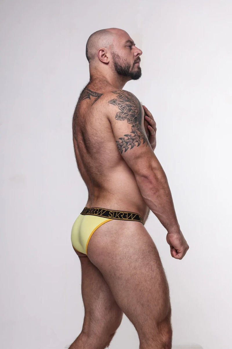 SUKREW High - Cut Cotton Tanga Briefs Contour Pouch & Open Sides in Gleaming Gold5