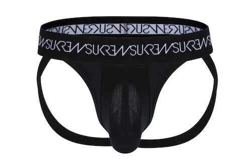 SUKREW Jockstrap Low-rise Font Soft Cotton Stretchy Jock in Twilight Black 25