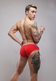 SUKREW Low - Rise Briefs Rounded Cupping Pouch Unlined Cotton Brief in Red 393