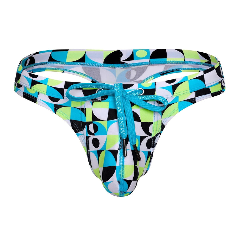 SUKREW Low - Rise Swim Thong Torrent Rounded Contoured Pouch Retro Lime 411