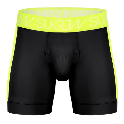 SUKREW Sprint Long Boxer Underground Sheer Mesh Panels in Black & Acid Yellow 431