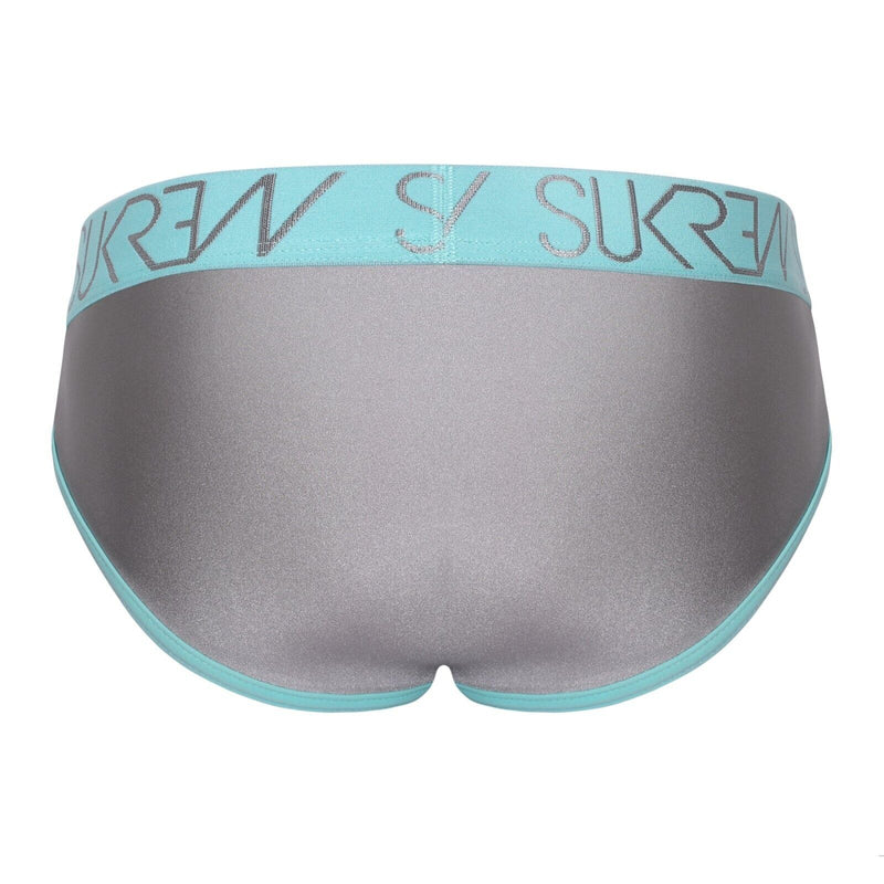 SUKREW Stretch Apex Brief Unlined Rounded Cupping Pouch in Silver Sparkle 112