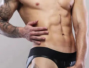 SUKREW U - Style V - Brief Nightlife Open Front and Back Rubber - Look Black 364