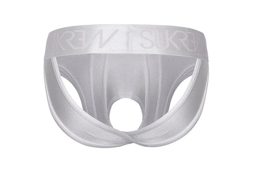SUKREW U - Style V - Brief Open Front and Two Back Straps in White Shimmer 382