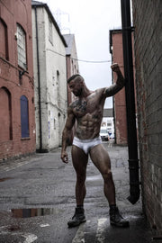 SUKREW Unlined Stretch Apex Brief With Rounded Cupping Pouch in Checker Gray 303