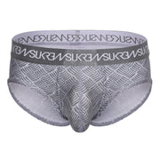 SUKREW Unlined Stretch Apex Brief With Rounded Cupping Pouch in Checker Gray 302