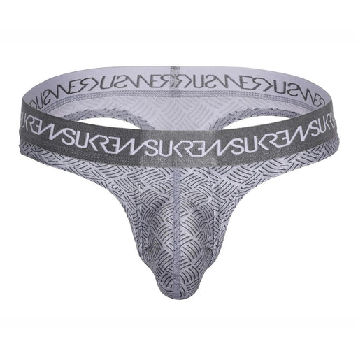 SUKREW Unlined Stretch Classic Thong With Large Contour Pouch in Checker Gray1