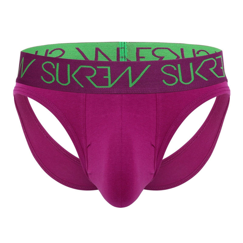 SUKREW V - Briefs Unlined Open Back Lifting Straps V - Shaped Deep Purple 31