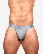 TEAMM8 ICON Thong Metallic Waistband Low-Rise G-String in Grey 5