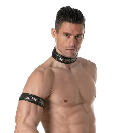 TOF PARIS 3D Collar Mesh Three Snap Buttons Adjustable O/S Silver 892