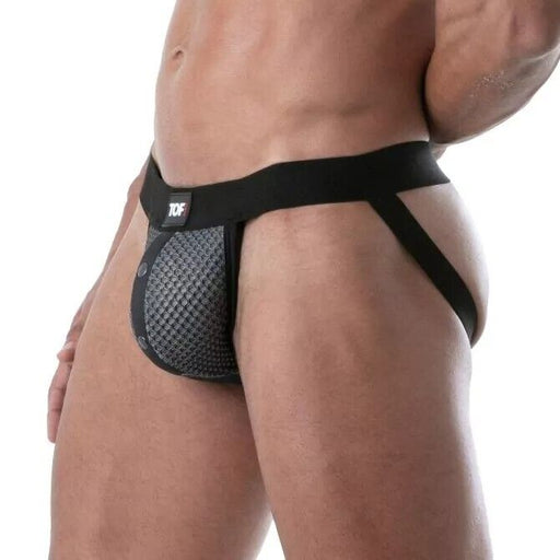 TOF PARIS 3D Snap Jock Breathable Mesh With Fitted Front Pocket Grey Jockstrap1