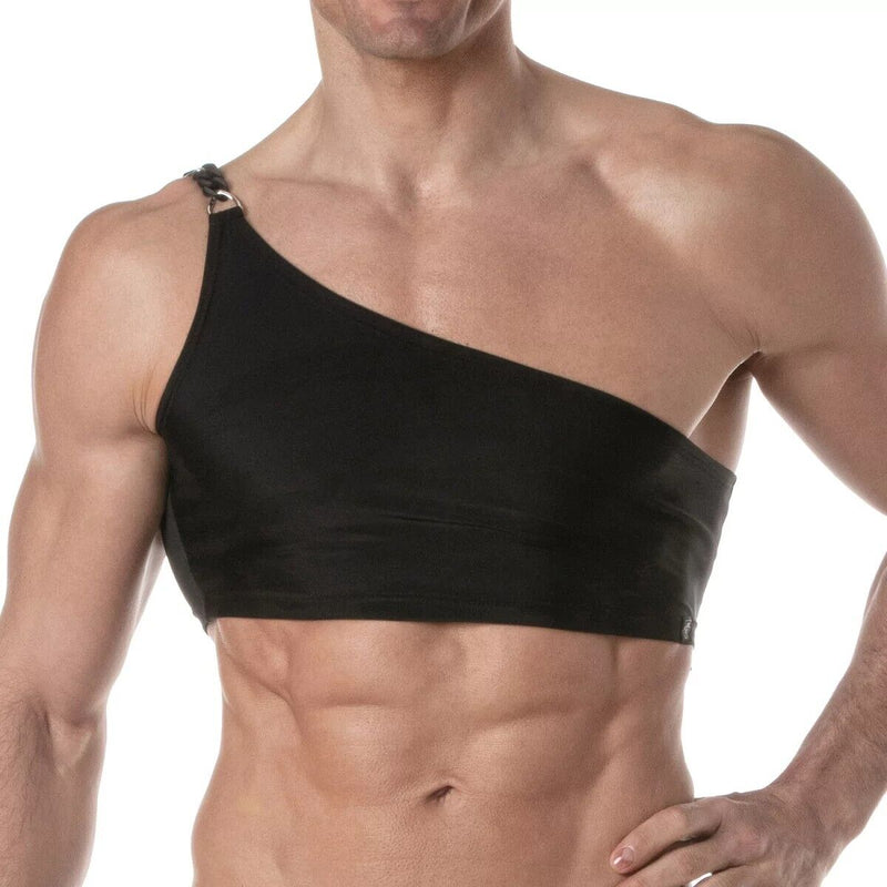 TOF PARIS Asymmetrical Half Tank Swim Chain Top Strap Black 844