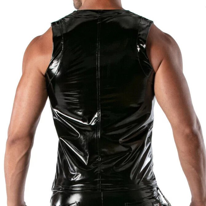 TOF PARIS Black Vinyl Zipped Tank Top Chic & Tight Water - Resistant 23