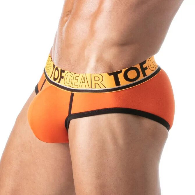 TOF PARIS Briefs Champion Jacquards Bi - Stretch Cotton Low - Waisted Orange Brief1