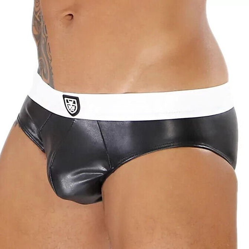 TOF PARIS Briefs With Generous Pouch in Realistic - Leather Black/White 581