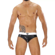 TOF PARIS Briefs With Generous Pouch in Realistic - Leather Black/White 586