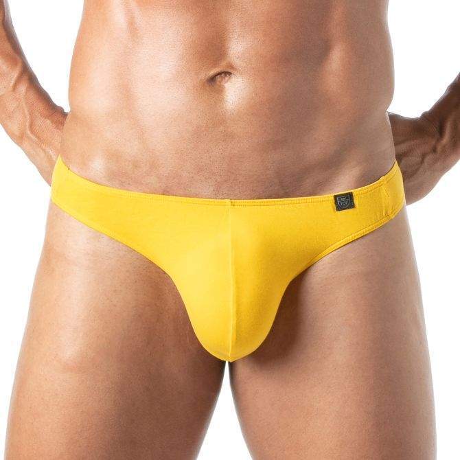 TOF PARIS Champion Bi - Stretch Thong Unlined Pre - Shaped Front Pouch Yellow 693