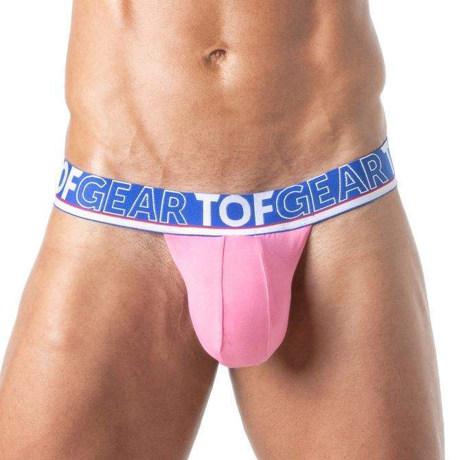 TOF PARIS Champion Stringless Thongs Soft Cotton Large Pouch Jaquard Pink 702