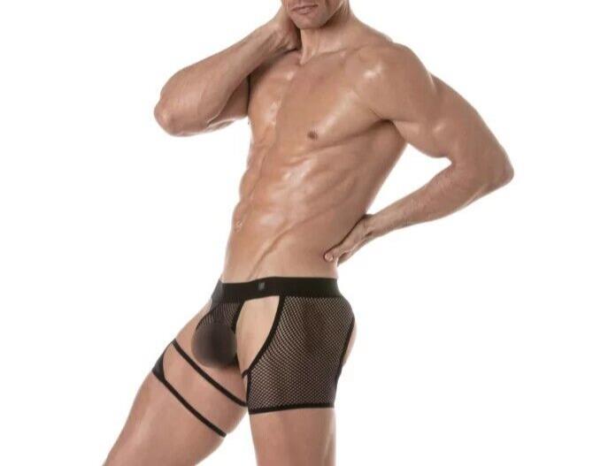 TOF PARIS Circuit Fishnet Chaps Thong Mesh Elastic Edge Black 872