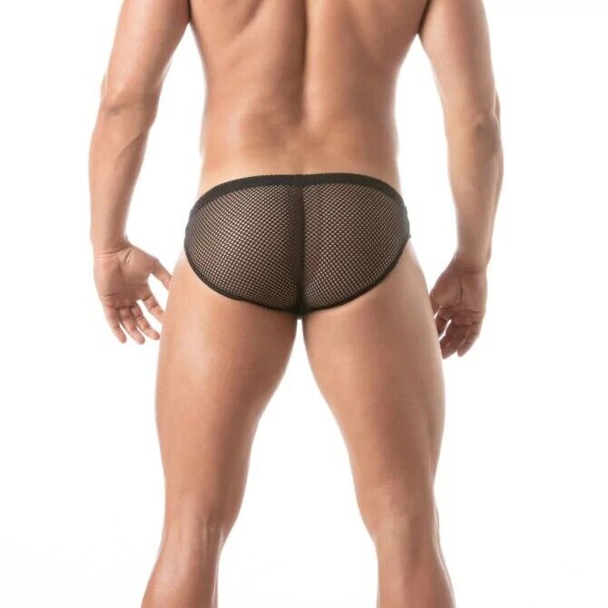 TOF PARIS Circuit Fishnet Mini Briefs Transparent Mesh Brief Black 873