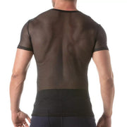 TOF PARIS Circuit Italian Fishnet Shirt Transparent T-Shirt Round - Neck Black 153