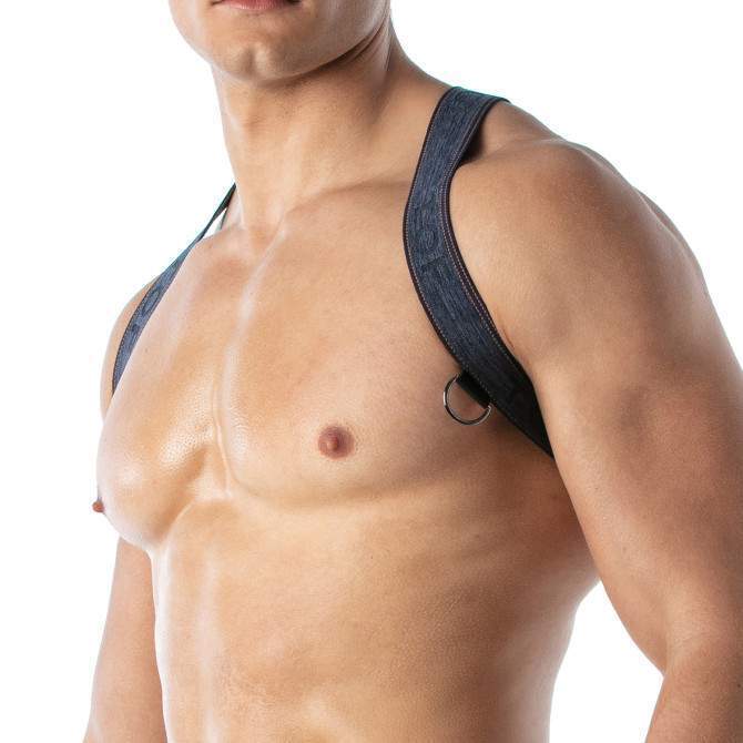 TOF PARIS Denim X-Harness Elasticated X-Shaped in Blue