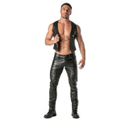 TOF PARIS Detachable Kinky Jacket Chain Vest in Faux Leather Tank Black 45