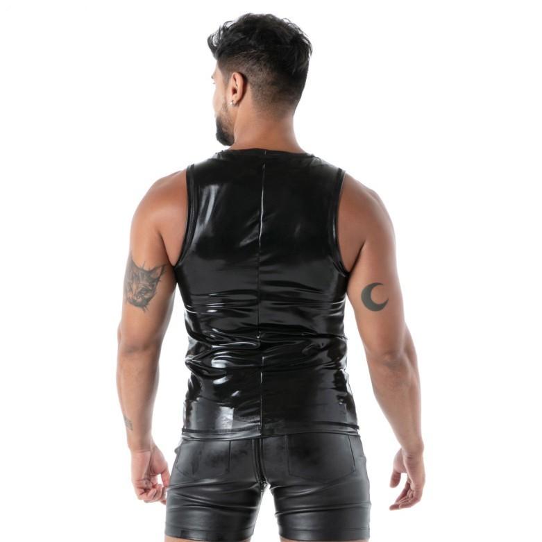 TOF PARIS Easy Zipped Tank Top 100% Latex Second - Skin Sleeveless Datex Black T13