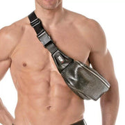 TOF PARIS Fanny Pack 3D Belt - Bag Banana Purse in Laminated Mesh Silver 511