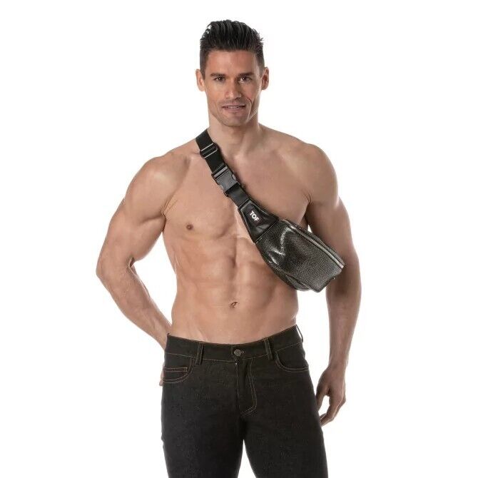 TOF PARIS Fanny Pack 3D Belt - Bag Banana Purse in Laminated Mesh Silver 514