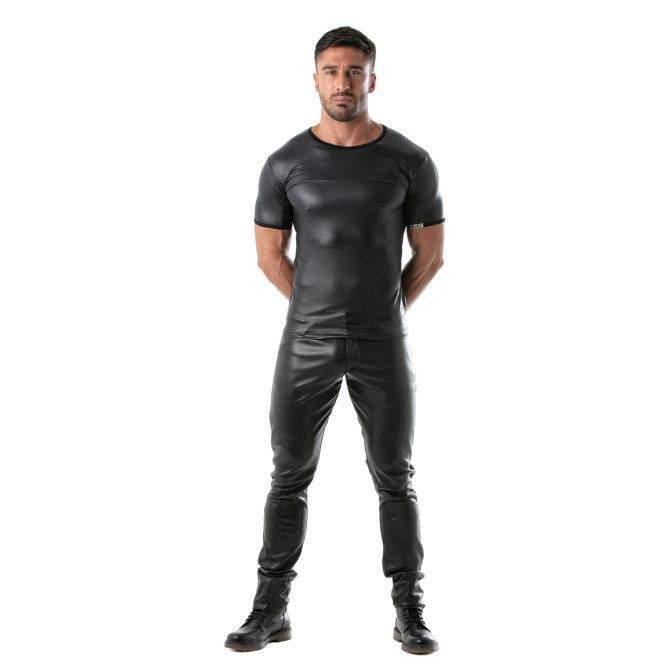 TOF PARIS Fetish T-Shirt Faux Leather Stretch Shirt Black 444