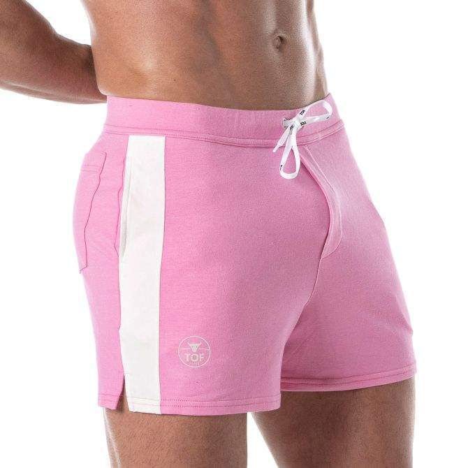 TOF PARIS Football Short Soccer Inspired Mid-Thigh Stretchy Shorts Pink