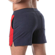 TOF PARIS Football Shorts Soccer Inspired Mid-Thigh Stretchy Short Navy