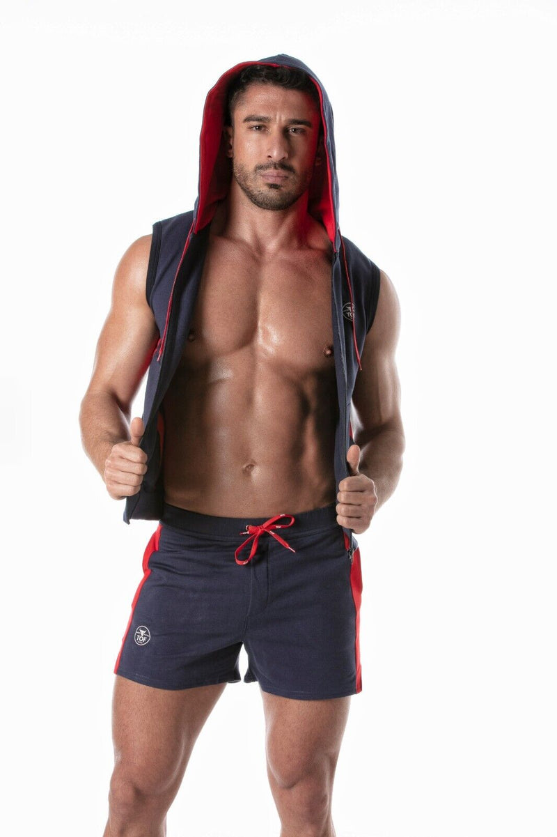 TOF PARIS Football Shorts Soccer Inspired Mid-Thigh Stretchy Short Navy