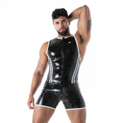TOF PARIS Full Zip Body Latex 100% Natural Second - Skin Bodysuit Black/White T32
