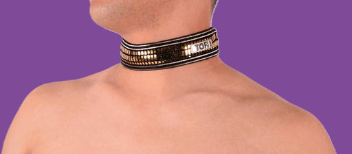 TOF PARIS Glitter Fashion Silver Collar Necklace Sequins Gold1