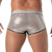 TOF PARIS Glitter Trunk Low - Rise Boxer Double - Lined Front Pouch Silver 532